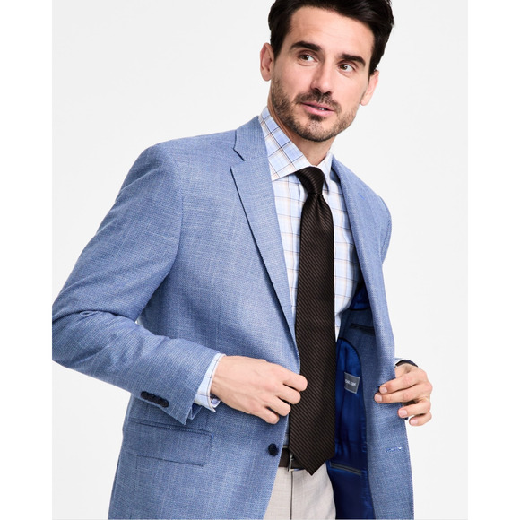 Michael Kors Men Classic Fit Sport Coat Blue/White Size 50L - Picture 2 of 4